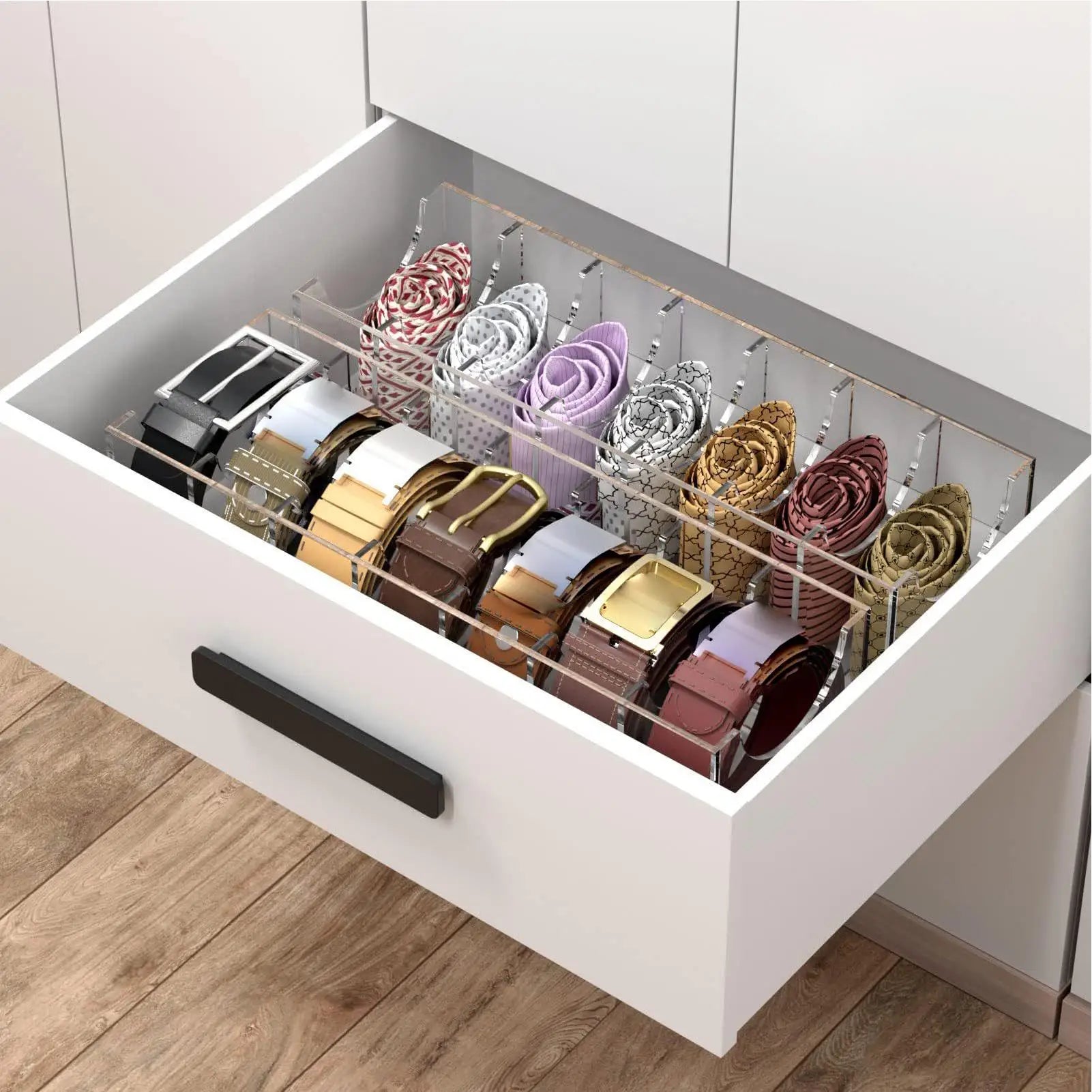 C Men Acrylic Belt Holder Organizer Clear Display Case Multi-purpose Qme