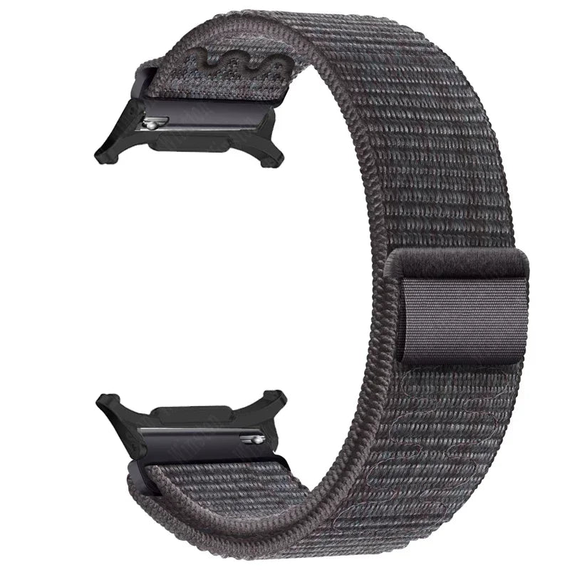 Nylon Solo Loop Strap for Samsung Galaxy Watch 7 Ultra 47mm Braided Band Bracelet for Galaxy 7 Ultra Quick Connector Watchband Qme Black Blue-B Galaxy Watch 7 Ultra