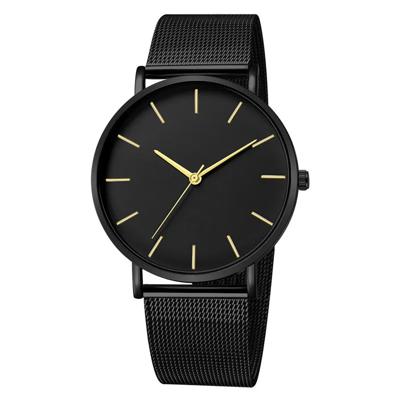 Reloj Mujer Ladies Fashion Metal Hour Casual Watch Simple Quartz Wrist Watch Female Black Mesh Stainless Steel Watch Saa Bracele Qme Black gold