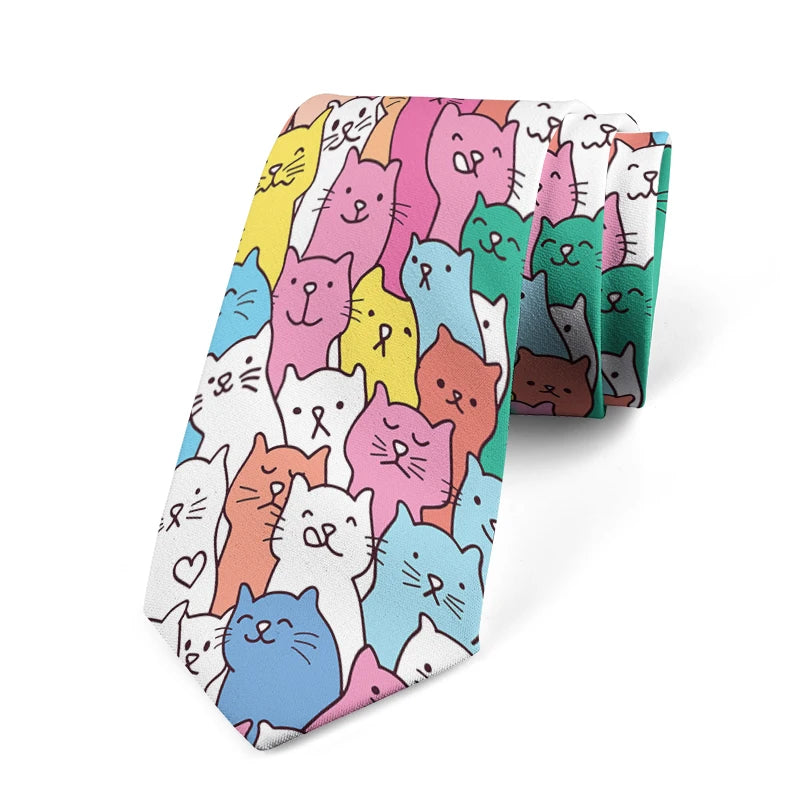 Funny Cartoon Small Animal Print Men's Tie Fashion Slim High-quality Qme style1
