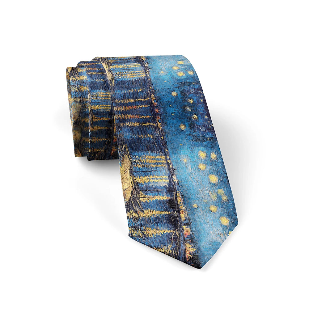 3d Printed Oil Painting Tie Men's Fun Fashion Business Wedding Party Qme style10 China Mainland