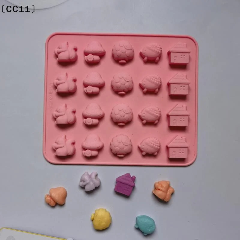 Chocolate Silicone Baking Mold Mushroom Hedgehog Squirrel House Soap Qme