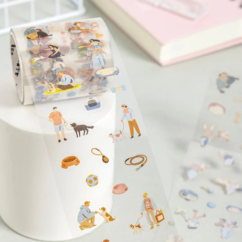 Daily Life Character Scene PET Tape, Minimalist Healing Multi-element Decor for Journals and Diaries, Perfect for DIY Creators Qme