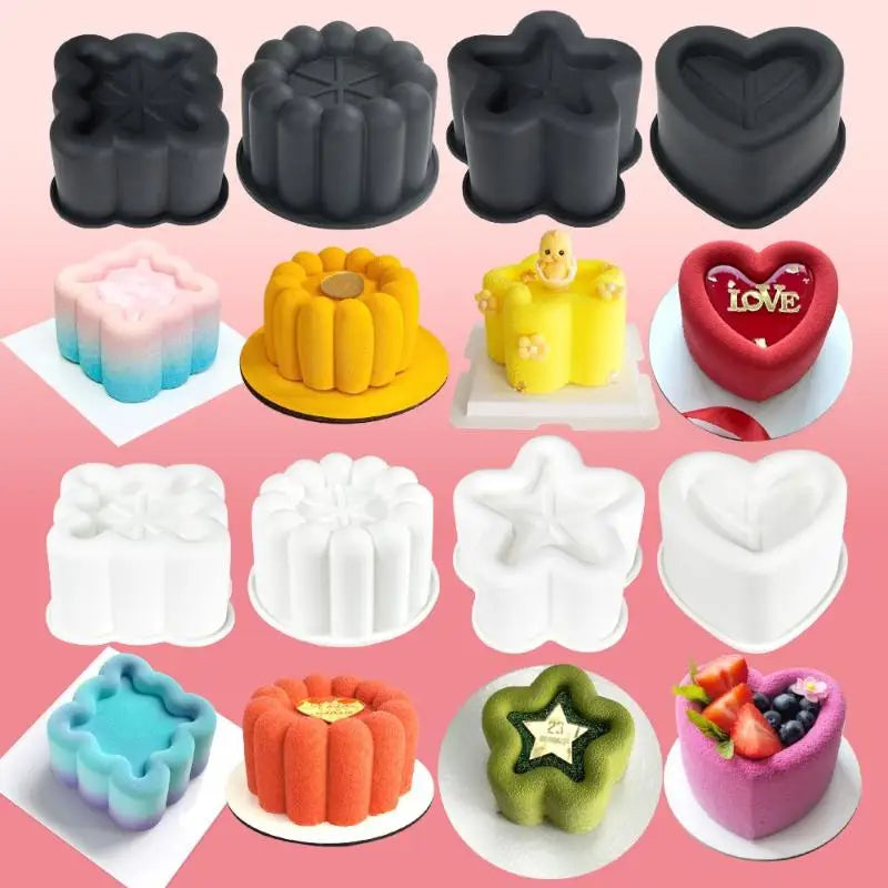 Flower Heart Square Star Shape Bento Cake Silicone Mold Chocolate Qme