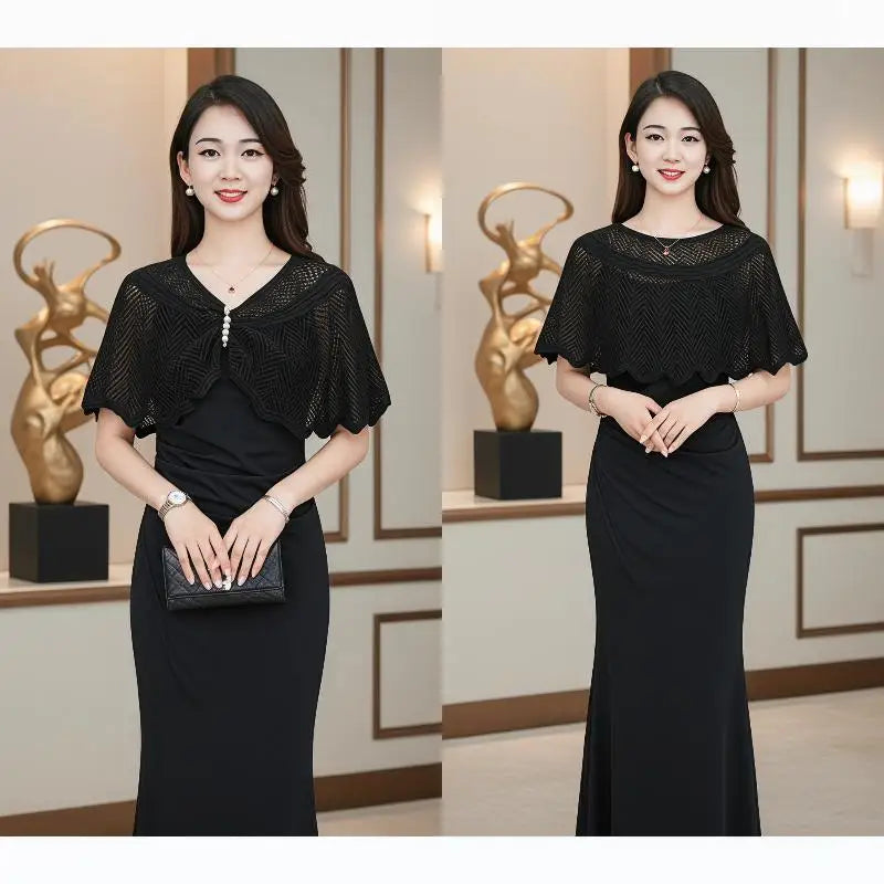 Fashion Knitted Shawl Brooch Hollow Out Summer Air Conditioning Fake Qme