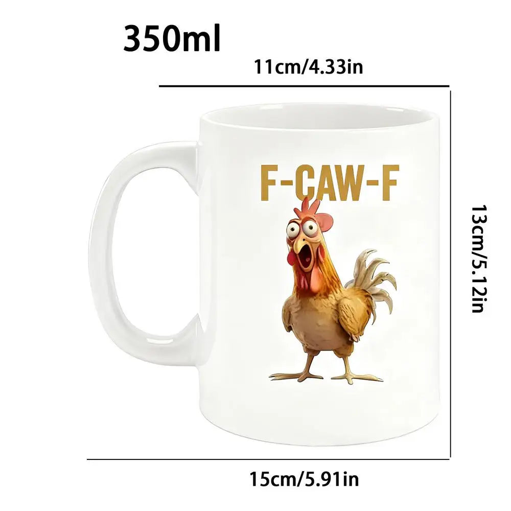 Coffee Cup Funny Drinkware Decoration Ceramic Coffe Mug Rooster Motif Qme China Mainland White 350ml