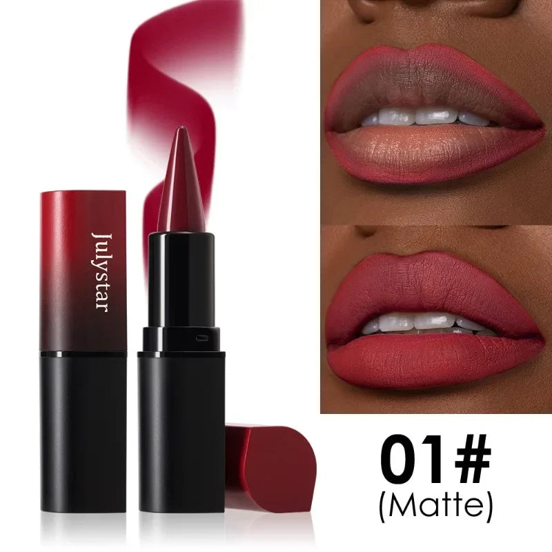 Chocolate Colored Lipstick Long Pointed Design Matte Lip Liner & Lip Stick Combination Red Tint Velvet Lasting Makeup Lipstick Qme 01