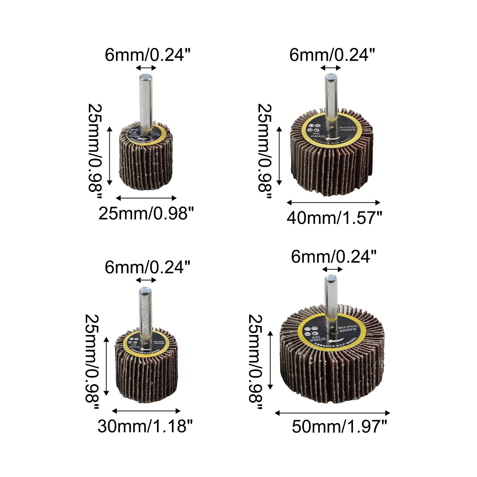 4pc Emery Cloth Sanding Flap Wheel 80Grit With 6mm Mandrel Rod Abrasive Sandpaper Polishing Tools 25 30 40 50mm For Rotary Tool Qme