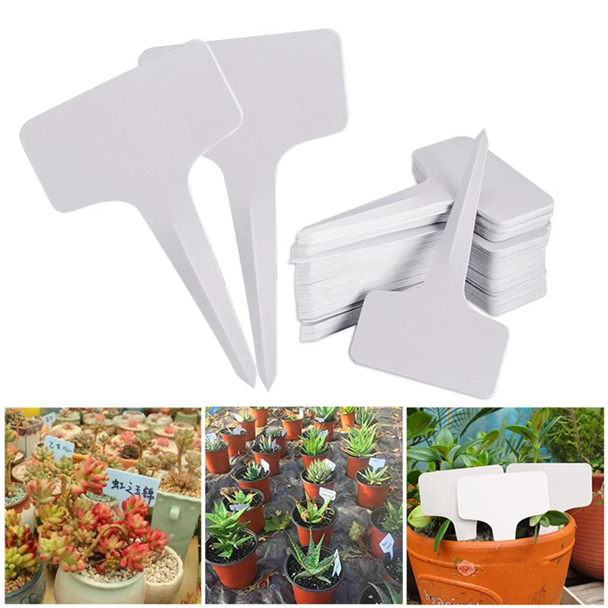 100PCS White Garden Labels Plant Waterproof Classification Sorting Sign Tag Ticket Plastic Writing Plate Board Plug In Card Qme