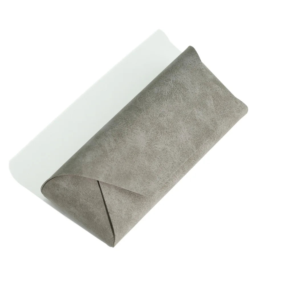 Portable Large Capacity Flocked Eyeglass Case Durable Handmade Leather Glasses Storage Pouch Lightweight Travel Eyewear Box Qme Gray