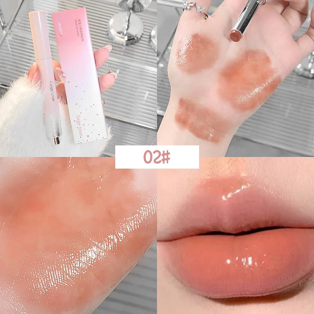 Snowy Design Solid Watery Lipstick Mirror Moisturizing Nourishing Lip Qme GX1120-2