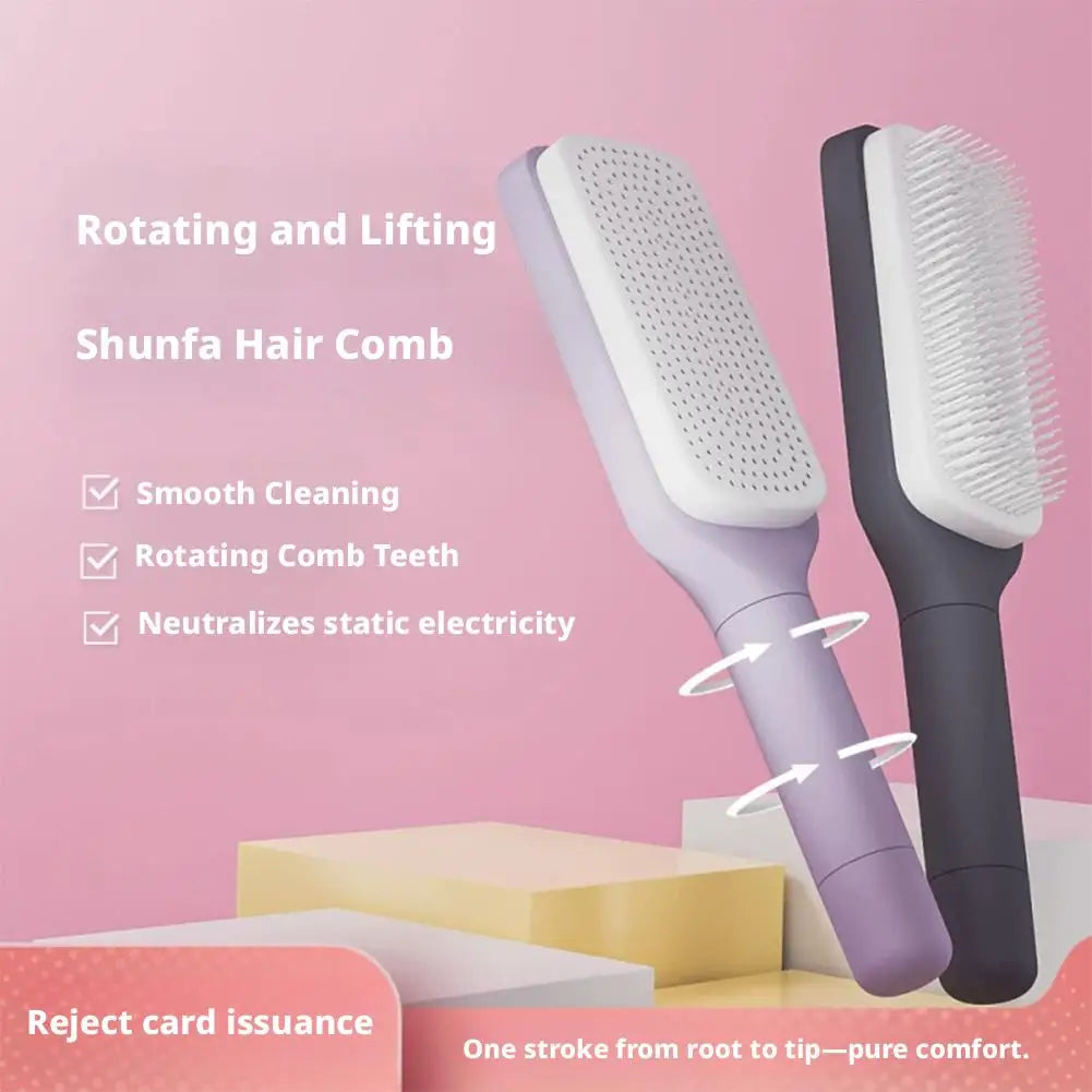 Rotatable Self Cleaning Hair Brush Massage Air Cushion Comb Magic Retractable Self-Cleaning Massage Brush Telescopic Comb Qme