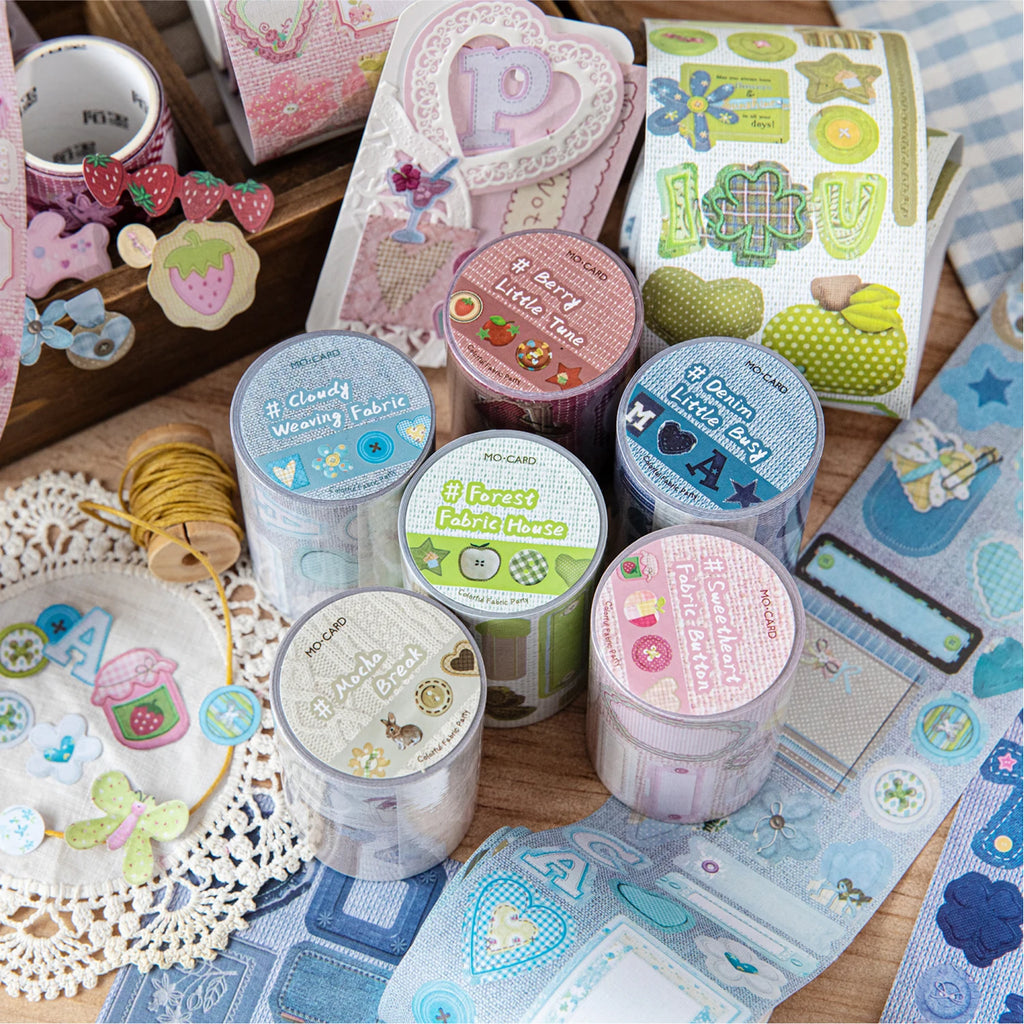 1Roll Fabric Texture Washi Tape Colorful Pattern for Scrapbooking Journaling Collage Decorate Phone Case Notebook DIY Qme