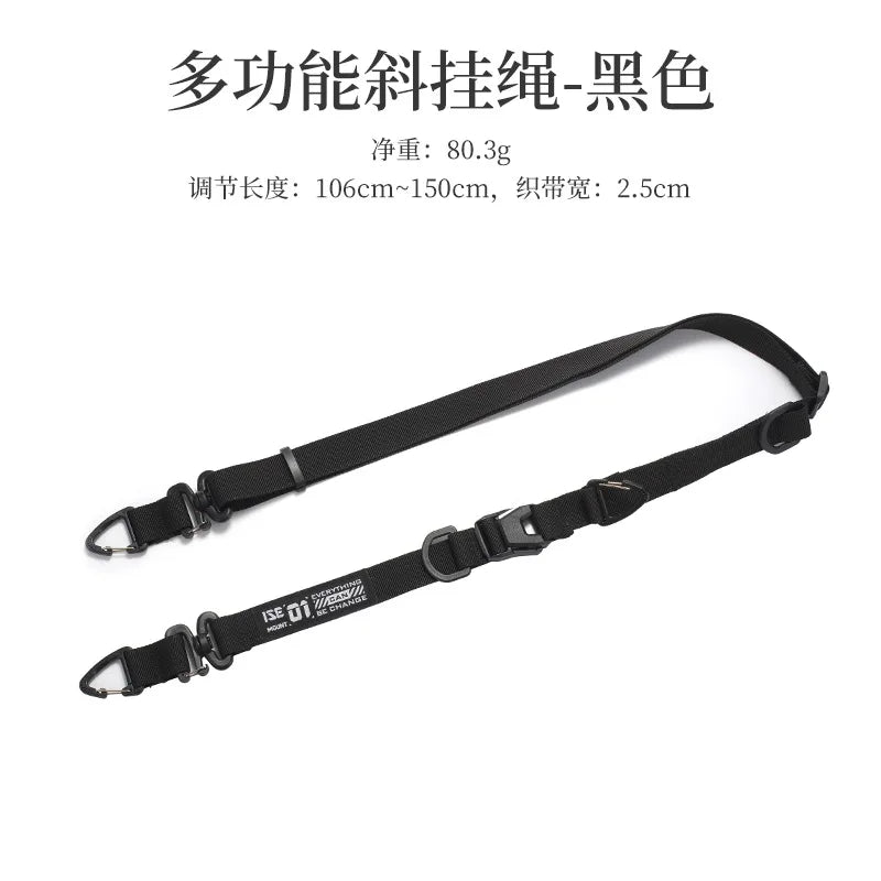 Multi-function Outdoor Crossbody Strap Adjustable Expandable Shoulder Qme black