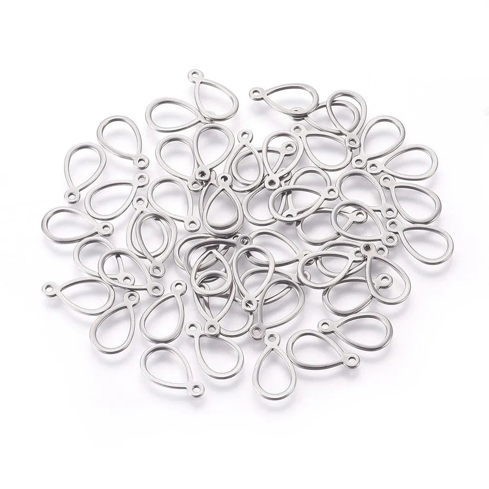 200pcs Tarnish Resistant 304 Stainless Steel Open Frame Pendants, 12x7x0.8mm for Necklace Bracelet Jewelry Making Qme Default Title