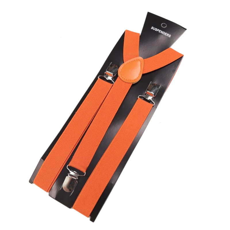 Unisex Elastic Leather Suspenders Braces Men Women Black Blue Red