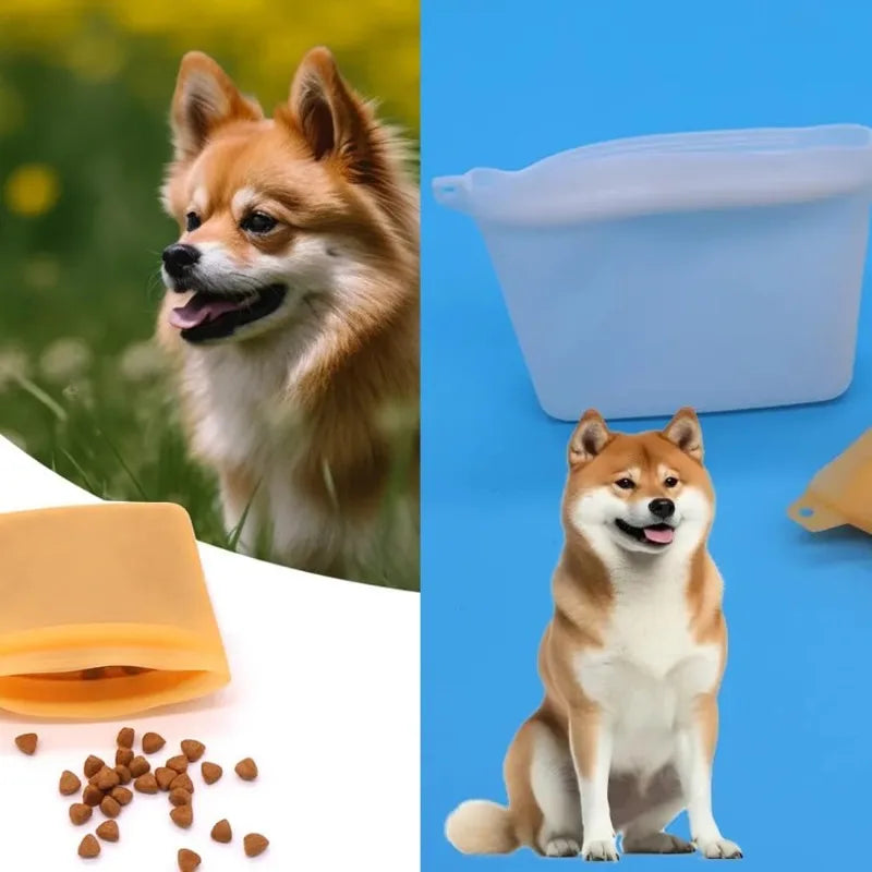 Dog Snack Mini Training Bag, 4-ounce Silicone Waterproof Storage Bag, Portable Outdoor Snack Storage Bag Qme