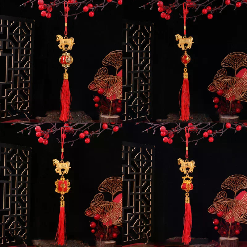 1/10Pcs 2026 Year Of The Horse Wall Hanging Car Ornament Chinese New Year 3D Horse Lantern Red Gold Pendant Lucky Decor Gifts Qme