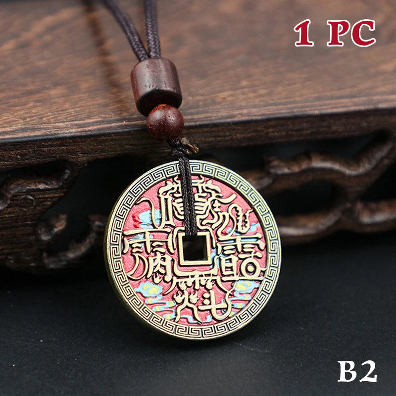 Ancient Chinese Coin Model Mountain Ghost Money Traditional Feng Shui Amulet Of Wealth Leizu Good Luck Coin Hanging Decoration Qme style 10