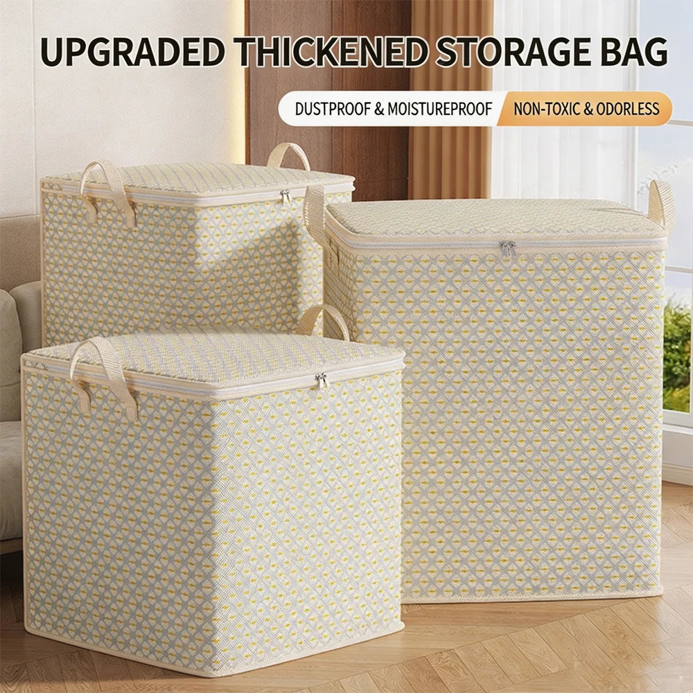 Foldable Quilt & Clothes Storage Bag for Home Bedroom Large Capacity Moving Packing Sack Travel Luggage Organizer Container Qme