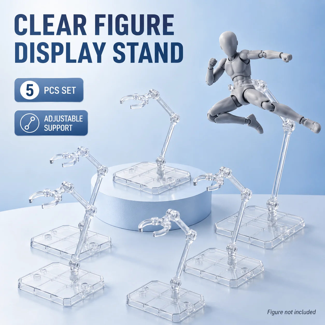 1/3/5/10Pcs Transparent Acrylic Action Figure Stand Detachable Display Base For Toy Doll Desktop Collection Shelf Accessories Qme