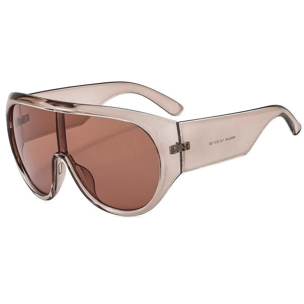 New Oversized Big Frame Sunglasses UV400 Protection Tea Color Square Sunglasses Vintage Punk Style Driving Shades Beach Qme Style D