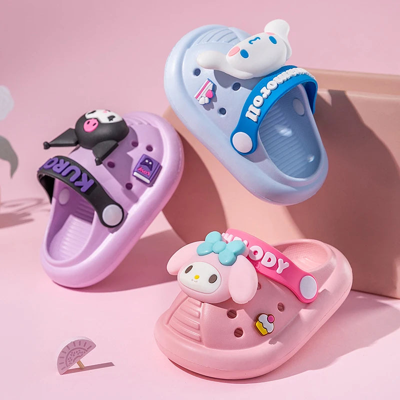 Hello Kitty Kuromi Garden Slippers Cute, Soft-Soled EVA, Non-Slip Indoor Home-Use Holey Slippers Qme