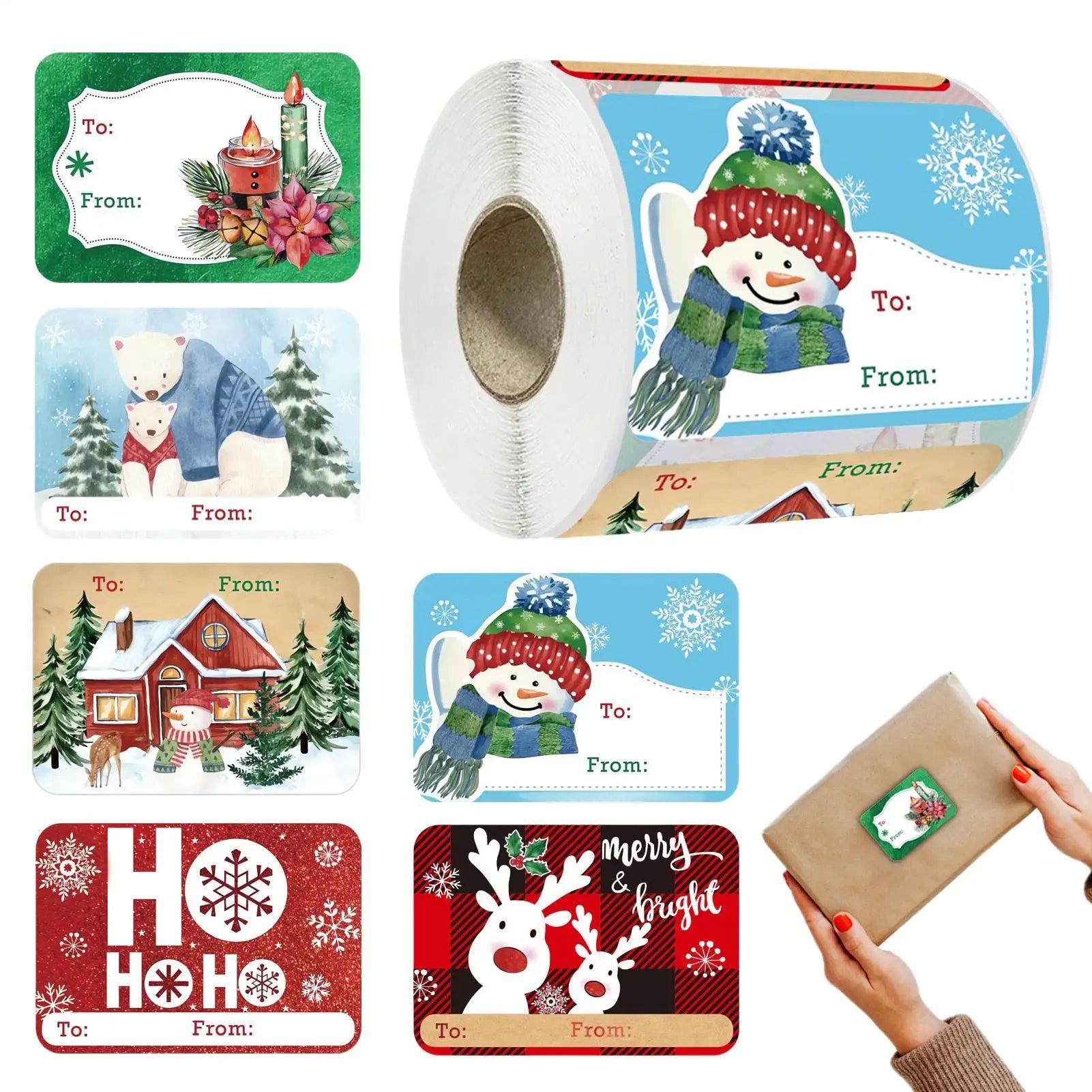 Christmas Labels Self-adhesive Cute Decals Tag Stickers Wrapping Qme