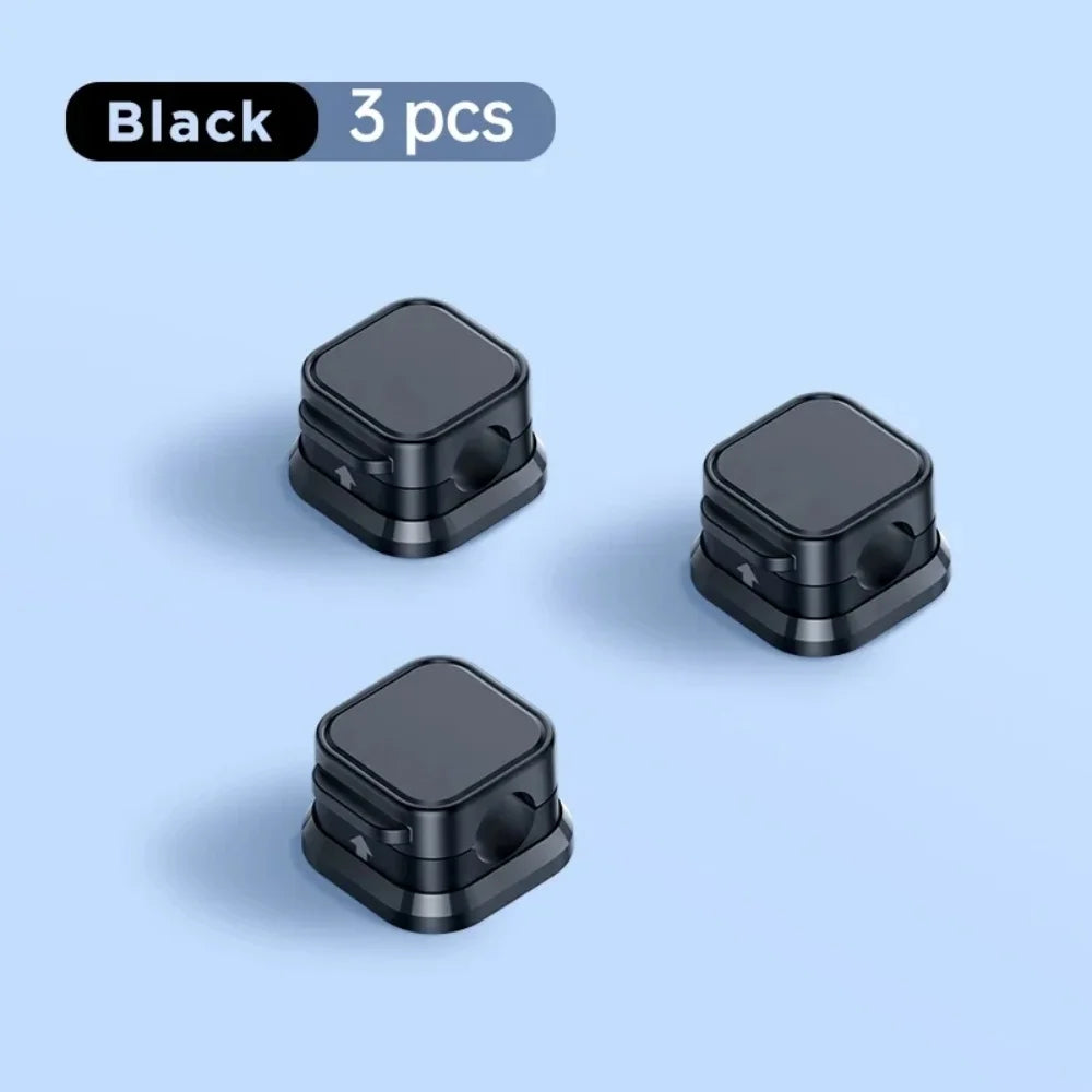 1-6Pcs Magnetic Cable Clip Charging Data Cable Holder Under Desk Cable Management Cable Organizer Holder Adhesive Wire Keeper Qme Black 3pcs