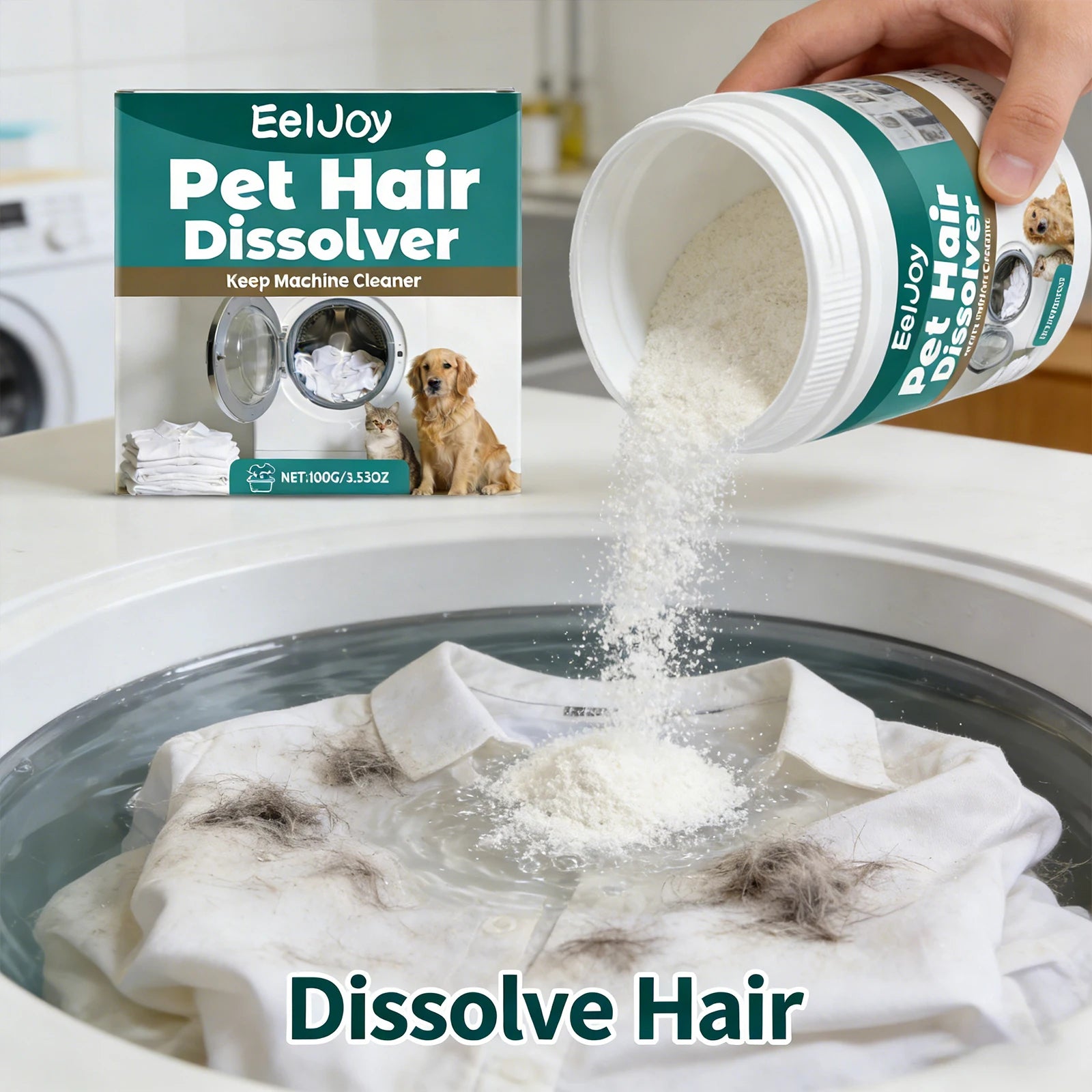 Pet Hair Dissolving Agent Decompose Pet Hair Clean Clothing Reduce Hair Residue Safe for Fabrics Household Clothing Care Cleaner Qme