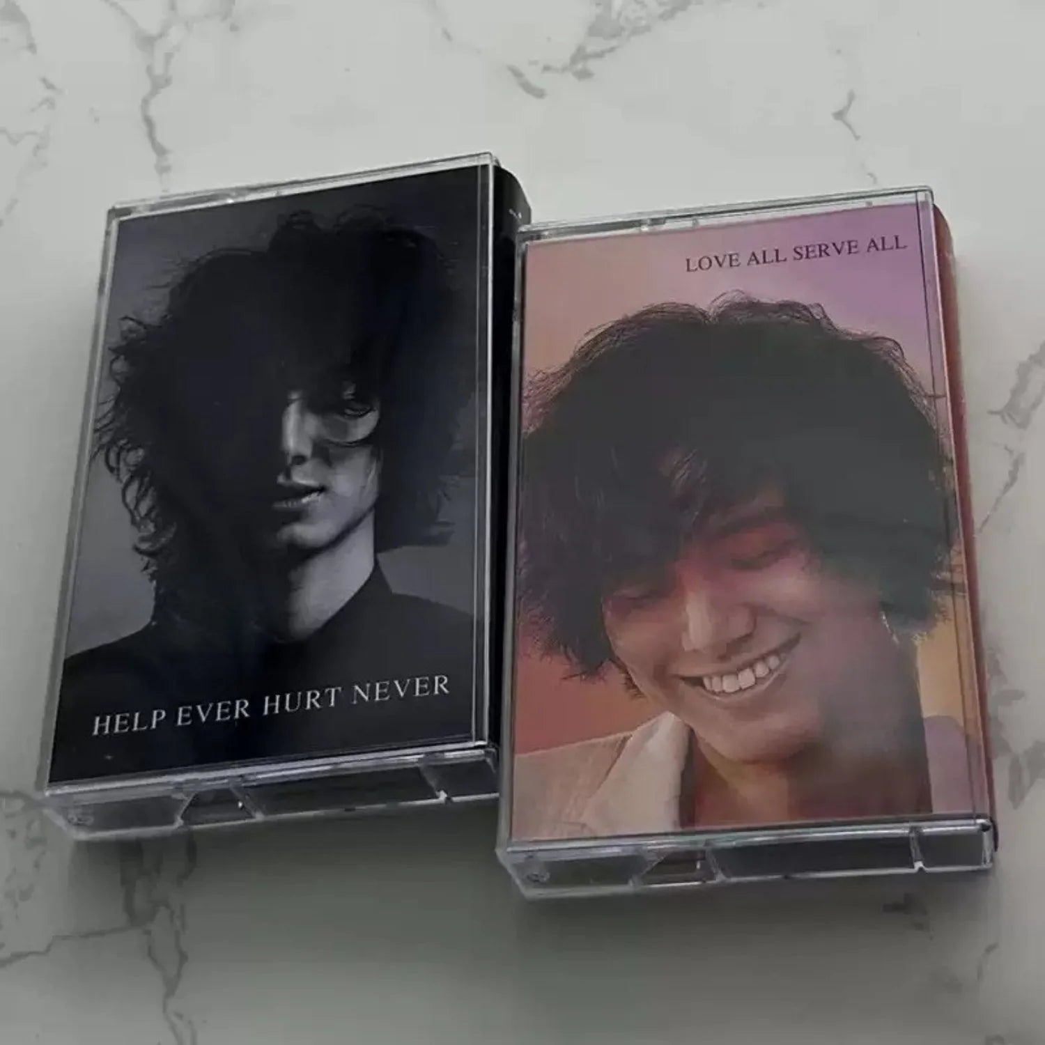 Retro Japanese Pop Music Cassette 2 Tapes, Dual Portrait Art Themed Covers, Lyrical Narrative Style Classic Track Collection Qme 2tapes