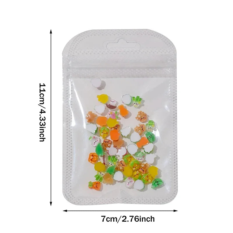 Ice-transparent Vegetable Nail Art Accessories Cute Mini Charms Qme