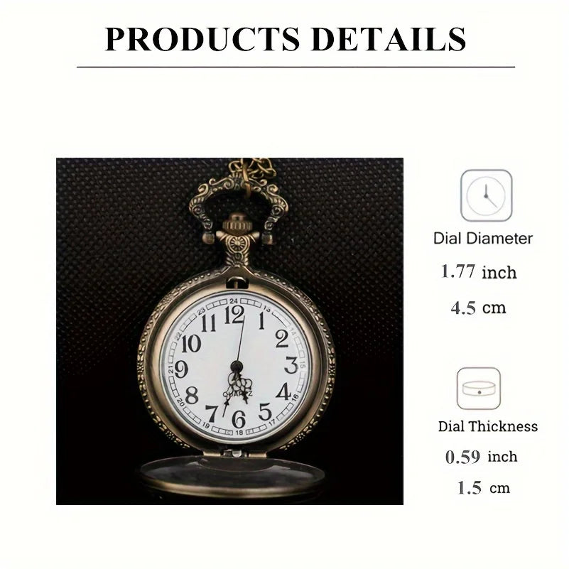 1pc Vintage Shield Pentagram Design Quartz Pocket Watch Qme