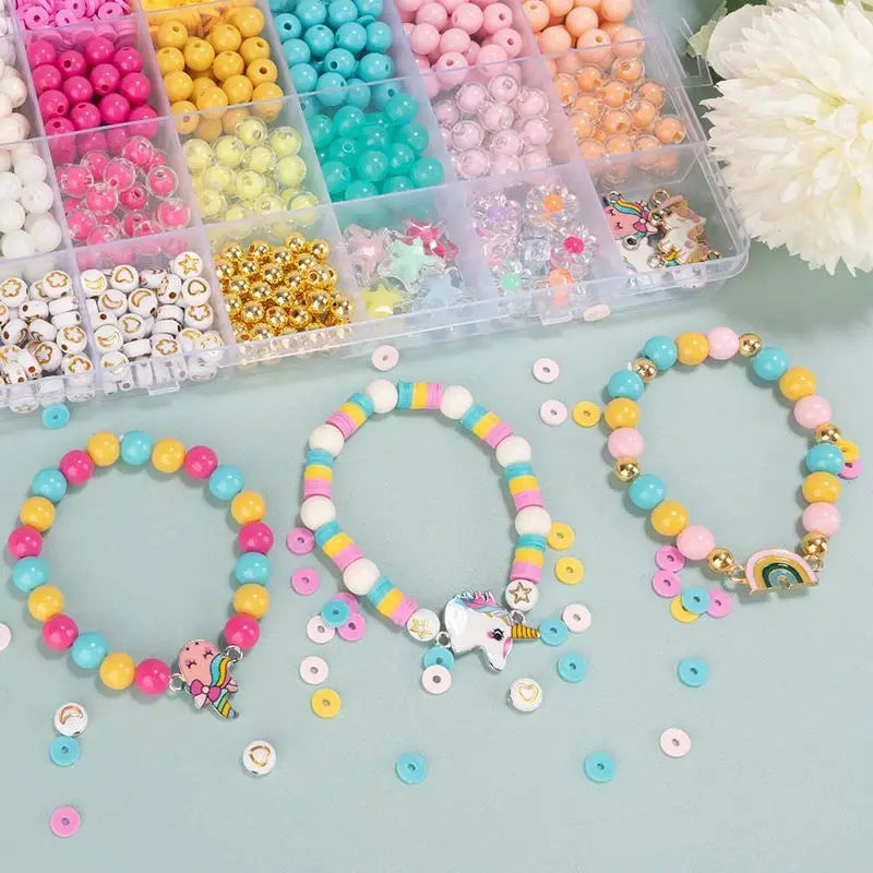 Jewelry Making Kit with Charms 8mm Colorful Beads Star, Flower, & Pumpkin Shapes Rainbow Moon Beads for Creative Birthday Gift Qme