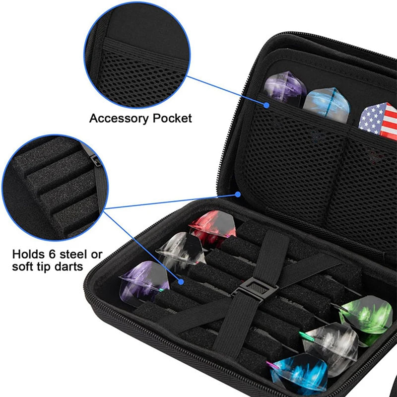 Dart Case Holder Bag Steel Soft Tip Darts Storage Organizer Holds 12 Qme
