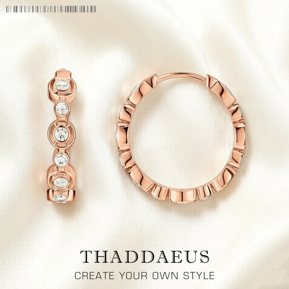Rose Gold Creole Circles Hinged Hoop Earrings Europe Style Glam Trendy Fine Jewerly For Women Gift In 925 Sterling Silver Qme Default Title