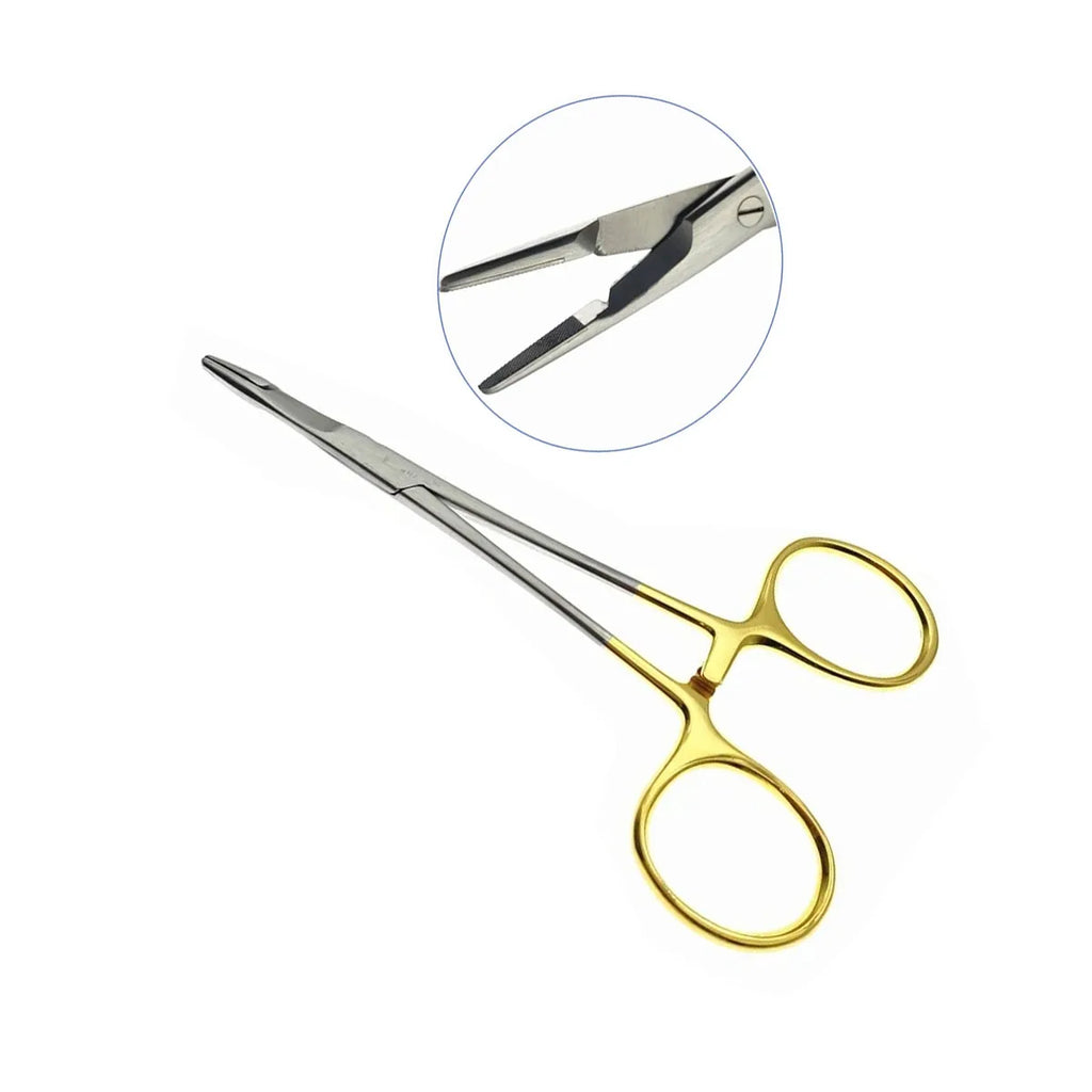 Multifunctional Needle Holder Scissors Insert Gold Handle Clamp Qme
