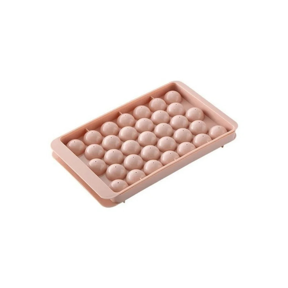 Round Ice Cube Mold Homemade Ice Cube Mold Freezer Ice Ball Maker Mold Ice Cube Maker Tool with Lid Kitchen Tools Accessories Qme Pink