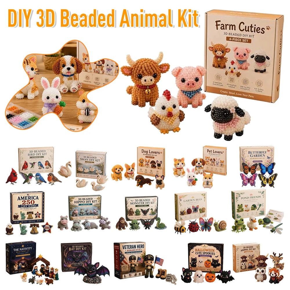 Diy Animal Beading Kit For Adults, Handmade Tiny 3d Beaded Animal Craft Kit, Cute Bead Set With Instructions For Creative Qme