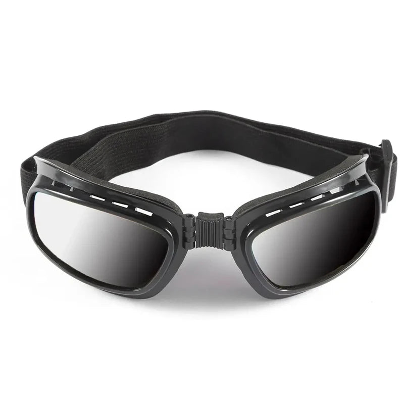 Foldable Vintage Motorcycle Glasses Polarized Outdoor Cycling Sunglasses Ski Goggles Windproof Dustproof UV Protection Glasses Qme Gray