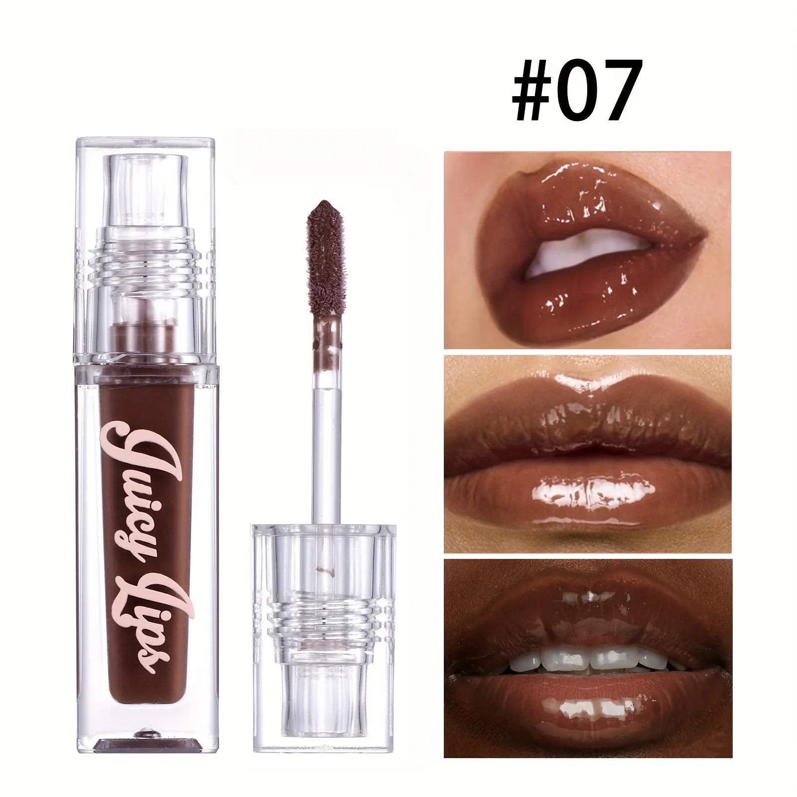Hydrating Crystal Lip Oil - Plumping & Moisturizing Gloss with Tinted Shades for All Skin Types Qme 07