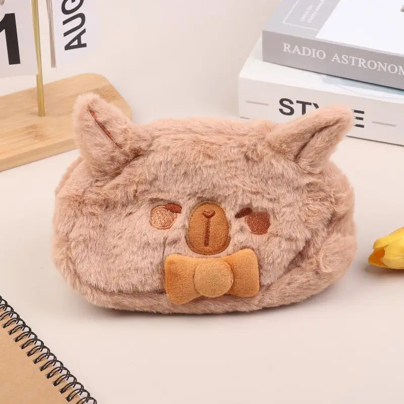 Cute Cartoon Animal Plush Pencil Case Large Capacity Stationery Qme A4