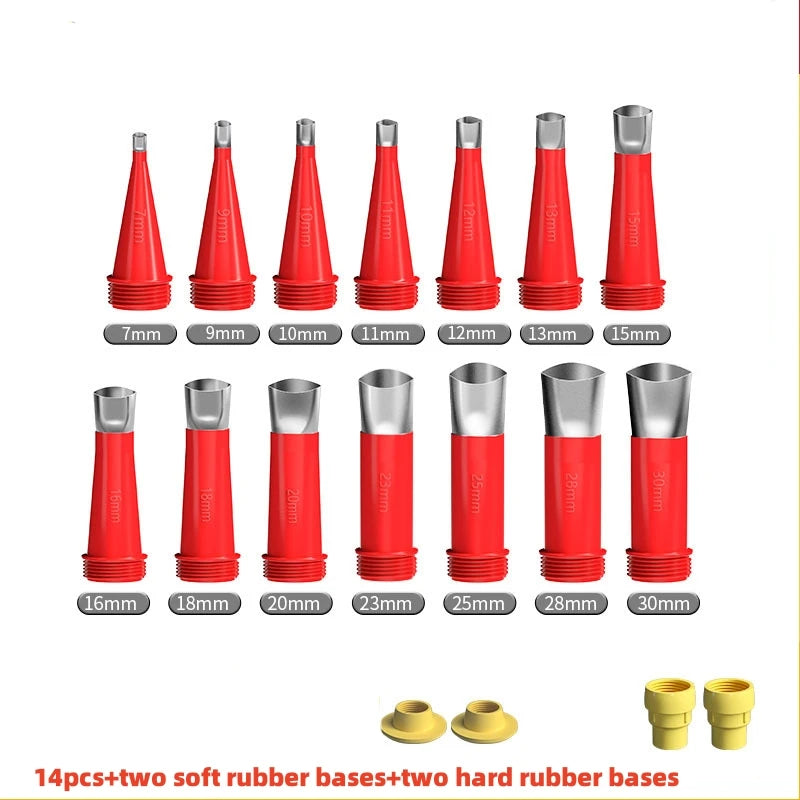 Stainless Steel Glue Gun Caulk Nozzle Applicator Suit with Base for Bathroom Kitchen Doors and Windows Gap Sealing Spray Nozzle Qme 14pcs