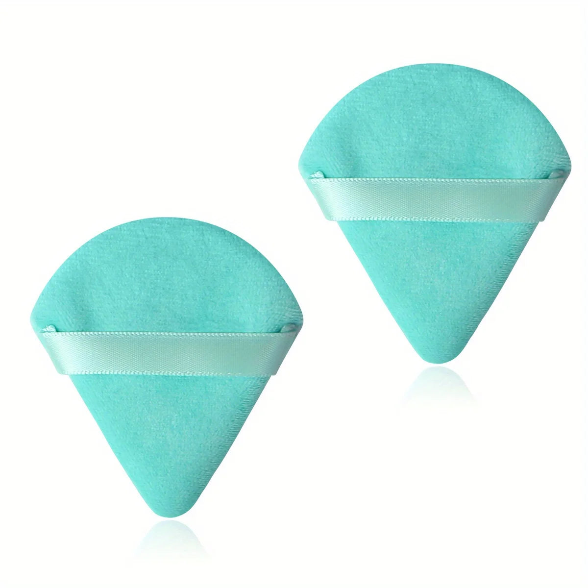 Triangular Makeup Sponge, Setting Powder Puff, Fan-Shaped Powder Puff, Finger Pad Powder Puff, Reusable Soft Plush Powder Puff Qme Blue