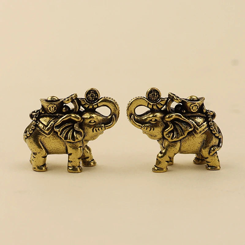 Mini Elephant Figurines Accessoires Miniatures Brass Metal Auspicious Qme
