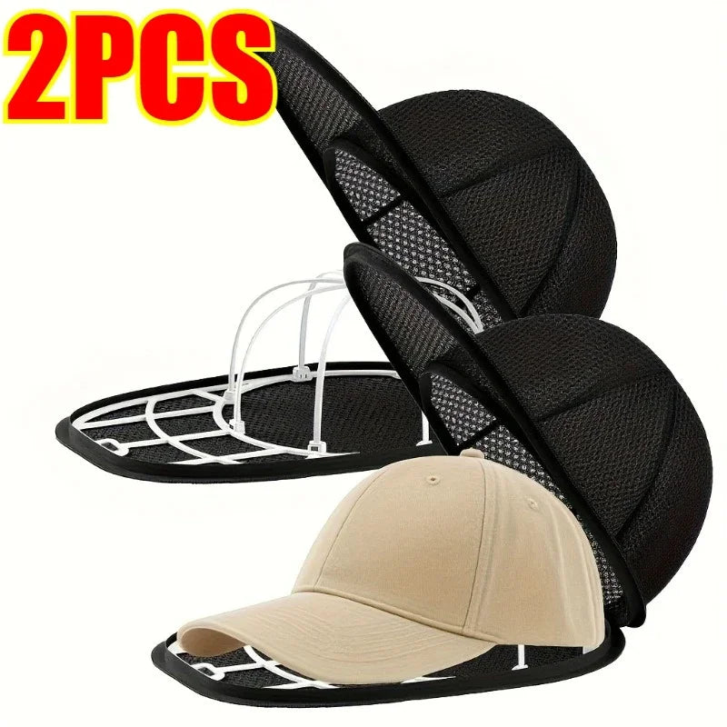 Hat Washer Portable Multifunctional Baseball Cap Cleaner Washing Hat Cage Protector Hat Shaper for Washing Machine Organizer Qme 2PCS-Black