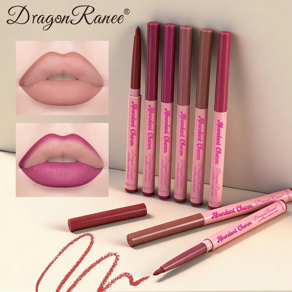 12 Colors Matte Lip Liner Pen Nude Pink Lip Contour Stick Waterproof Long-Lasting Outline Non-Drying Automatic Lipstick Makeup Qme