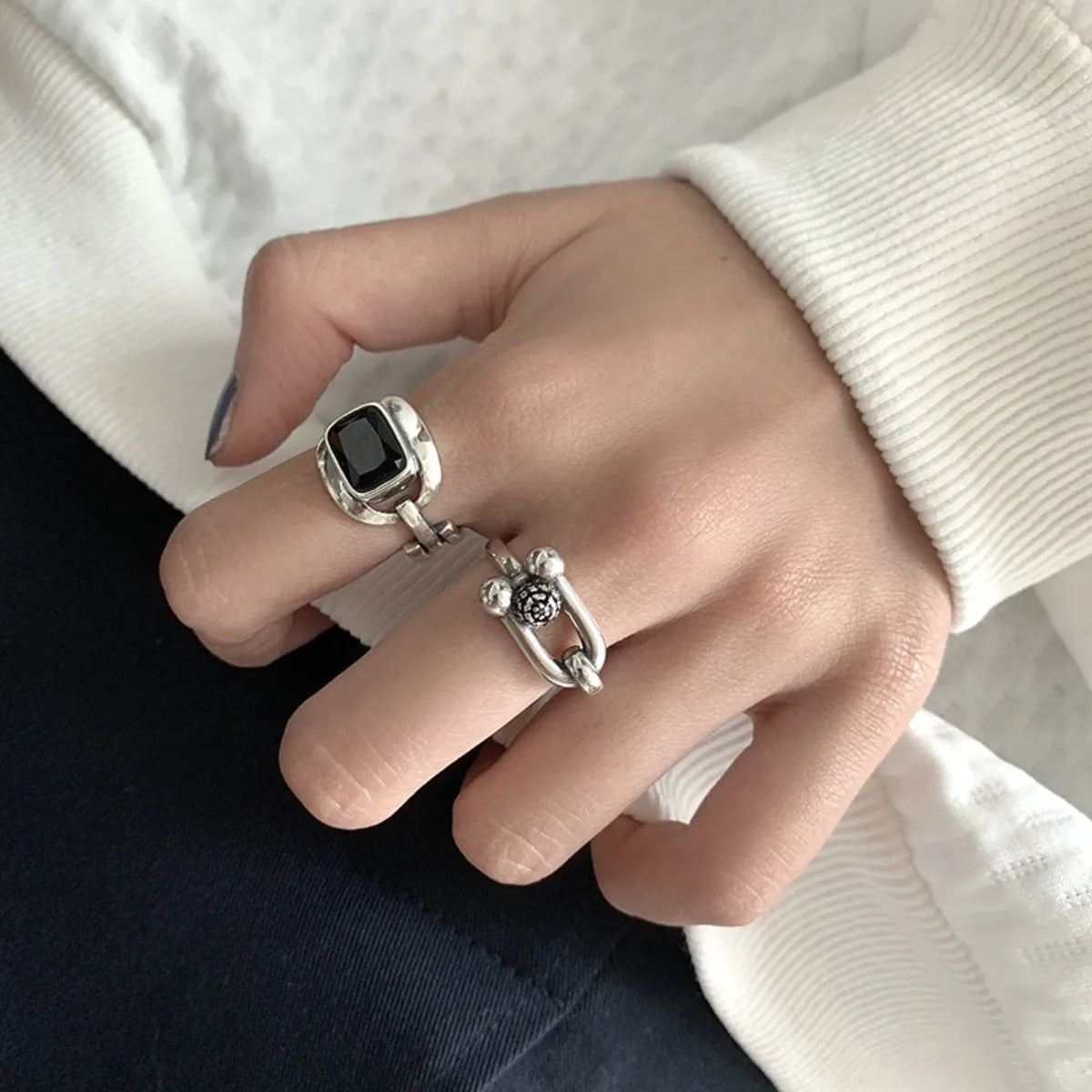 Retro Irregular Hip Hop Multicolor Color Engagement Rings Women Couples Trendy Elegant Geometric Finger Jewelry Party Gifts Qme