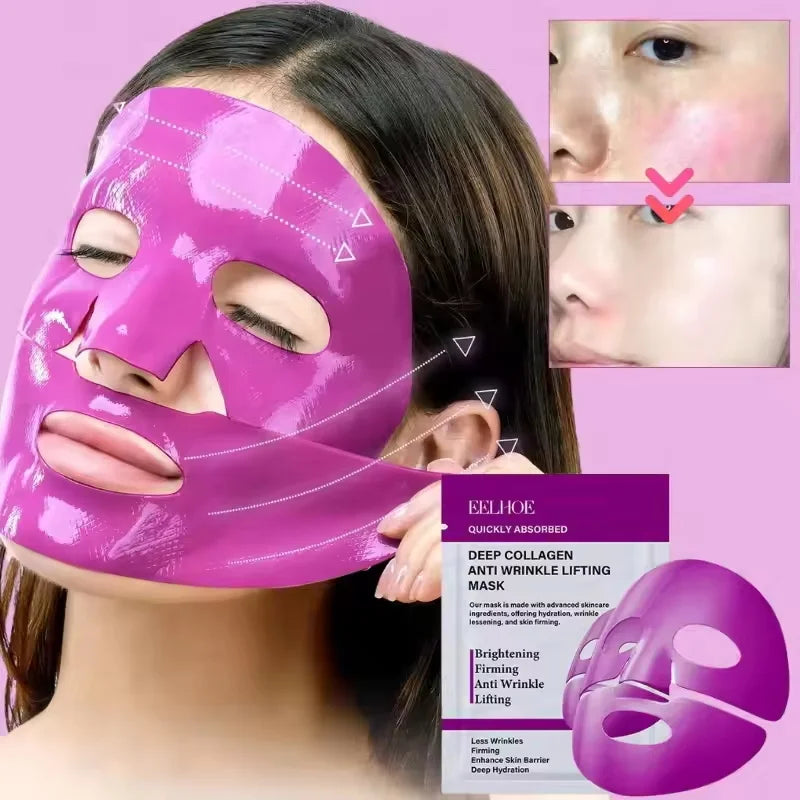 Collagen Faded Wrinkle Facial Mask Lifting Firming Fade Fine Lines Firm Skin Whitening Moisturizing Lifting Skin Care Product Qme