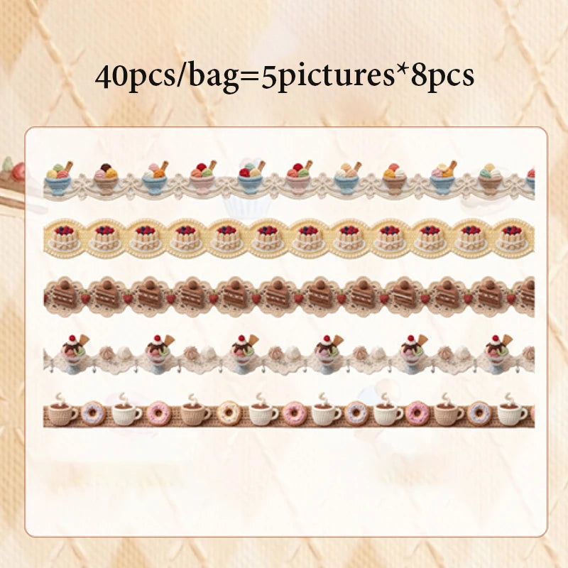 Vintage Crochet Pattern Long Stickers, Bulk Scrapbook Stickers with Assorted Designs, Multi-use Journal Decor KitVintage Crochet Qme C